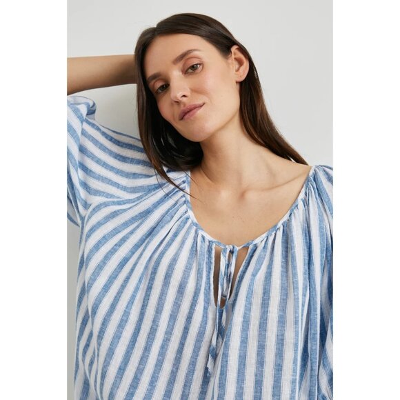Rails Blouse Kirstie Top Casablanca Stripe Size Medium Linen Blend $168. Striped - Picture 8 of 8